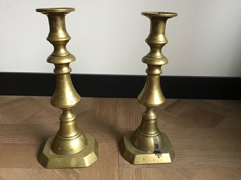 Engelse antieke koperen kandelaars,brocante koper kandelaar, Antiek en Kunst, Antiek | Kandelaars, Ophalen, Koper of Brons
