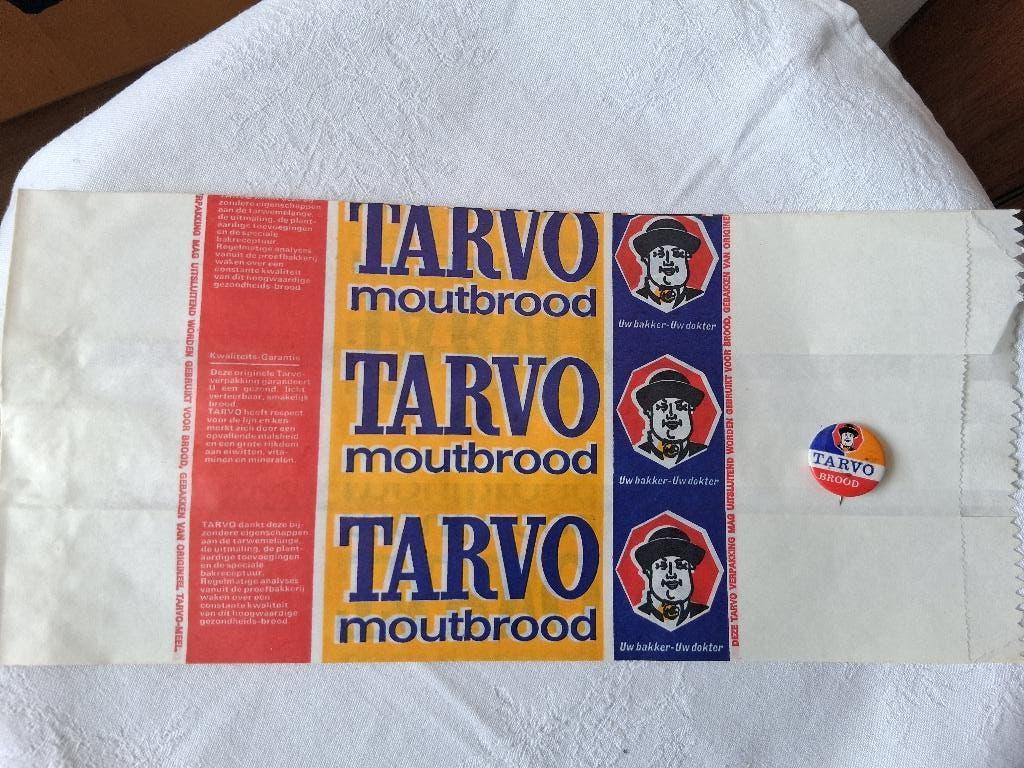 Vintage jaren 70 TARVO moutbrood broodzak papier +  speldje, Ophalen of Verzenden, Nieuw, Verpakking