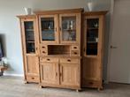 Grote grenen buffetkast met vitrines en lades, Ophalen, Gebruikt, 200 cm of meer, 150 tot 200 cm