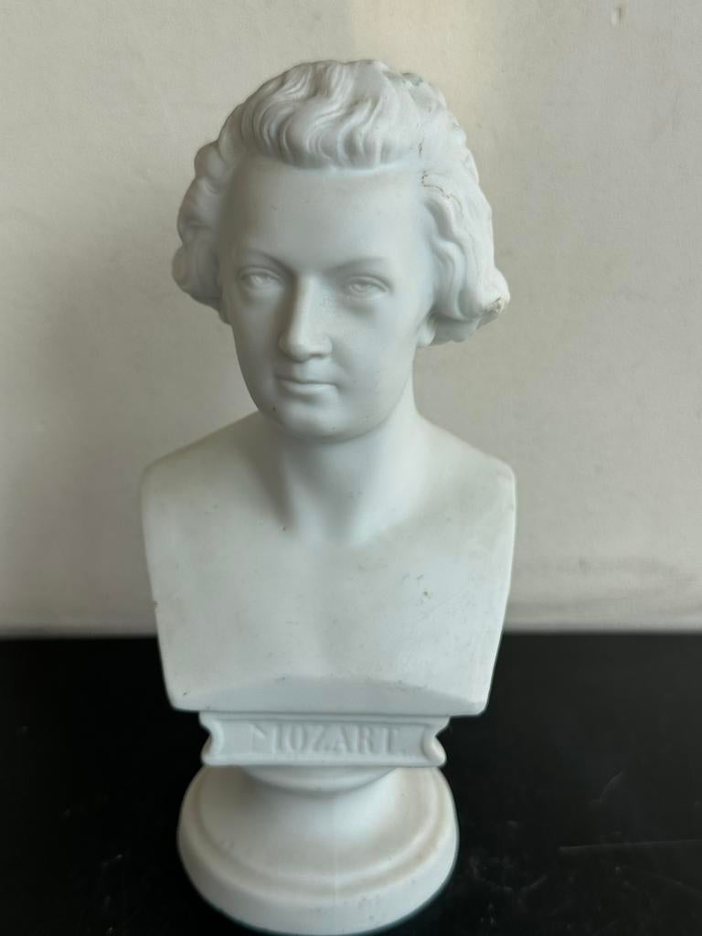 Oud Biskwie porselein Borstbeeld Mozart 20 cm, Antiek en Kunst, Ophalen of Verzenden