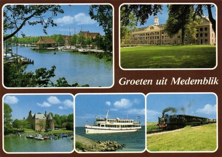 Groeten uit Medemblik - 5 afb o.a. stoomtrein - 1988 gelopen, Verzamelen, Ansichtkaarten | Nederland, Gelopen, Noord-Brabant, Voor 1920