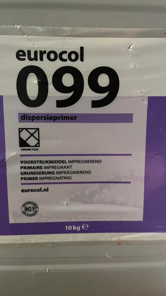 Eurocol 099 voorstrijkmiddel dispersieprimer tegels, Doe-het-zelf en Verbouw, Ophalen, Gebruikt