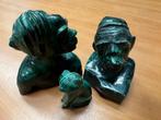 Handgesneden Malachiet Beelden Afrikaanse Bustes&Panter ReK4, Ophalen of Verzenden, Zo goed als nieuw, Dier