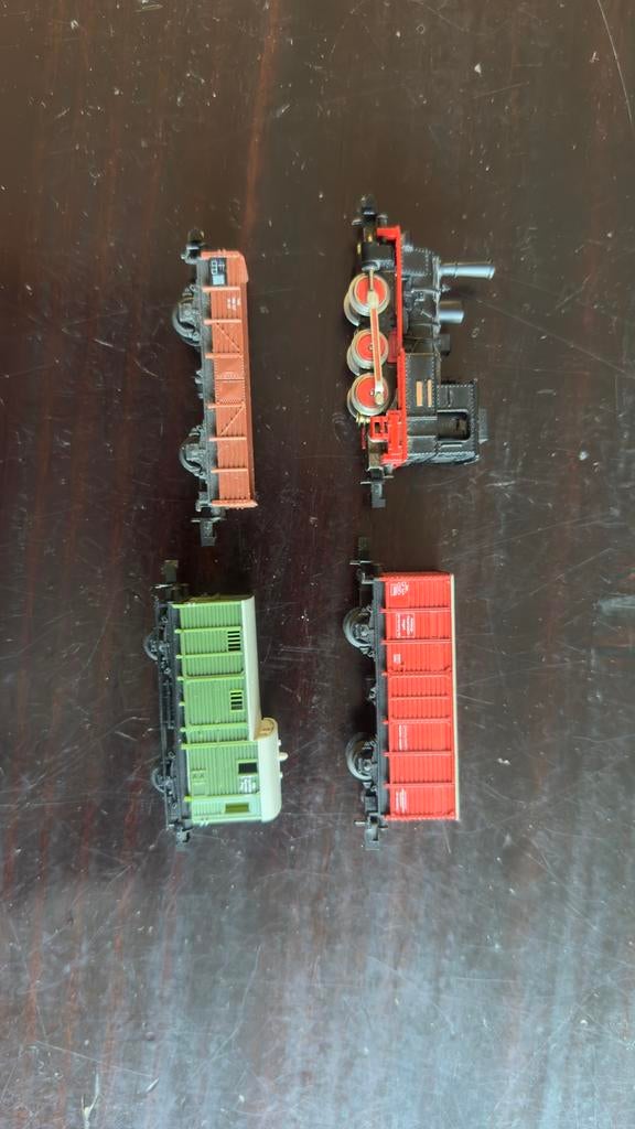 Minitrix N spoor T3 set met goederenwagons | 1:160 N spoor, Gebruikt, Gelijkstroom, Trix, Ophalen of Verzenden