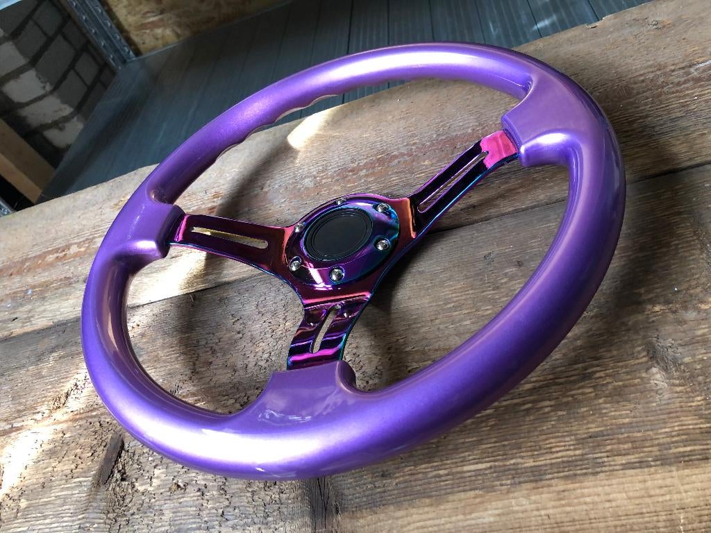 JapPower/PowerParts Racestuur sportstuur paars neochrome, Auto diversen, Ophalen of Verzenden