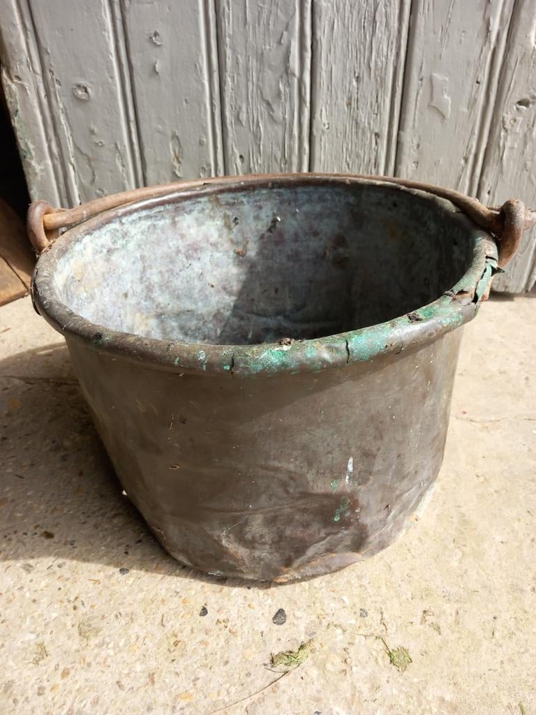 Koperen oude ketel, Tuin en Terras, Ophalen, Gebruikt, Minder dan 30 cm, Rond