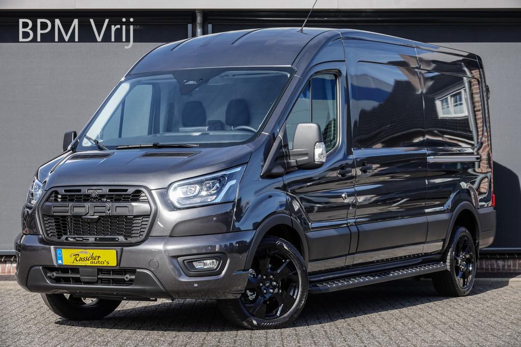 Ford Transit L3H2 | 2.0Tdci 165Pk A8 Aut. | 350 | Raptor Edi, Auto's, Bestelauto's, 12 maanden, Stof, Zwart, 4 cilinders
