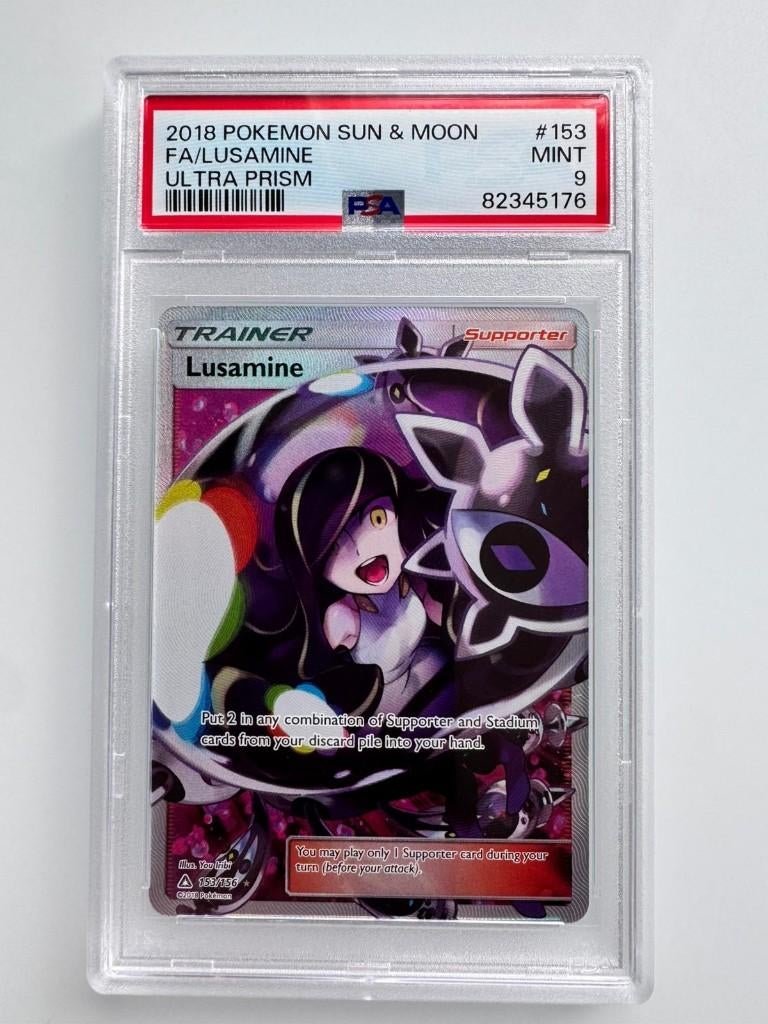 Pokemon 2018 Lusamine Ultra Prism PSA 9 Mint #153, Verzenden, Nieuw, Losse kaart, Foil