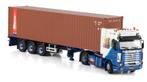 WSI SCANIA + CONTAINER TRAILER + CONTAINER - WILBERT KUIPERS, Hobby en Vrije tijd, Modelauto's | 1:50, Wsi, ., Nieuw, Ophalen of Verzenden