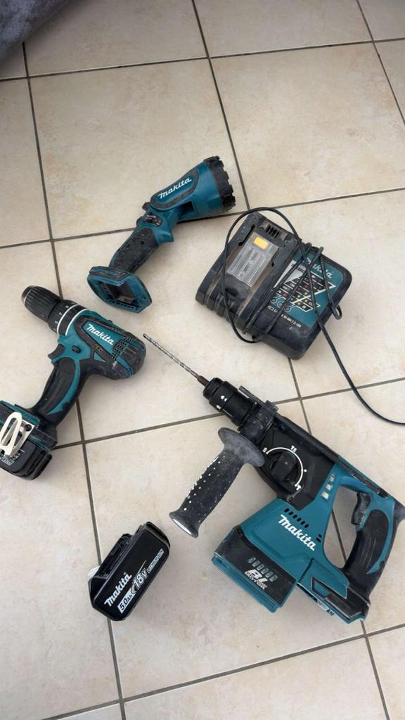 Makita Gereedschap Set: DHR243, DHP456, BML185 met Accu en L, Doe-het-zelf en Verbouw, Gereedschap | Boormachines, Ophalen, Boor- en Schroefmachine