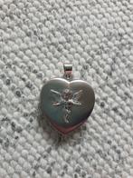 Zilveren medaillon hanger hart met engel, Verzenden, Zilver, Zilver, Hart