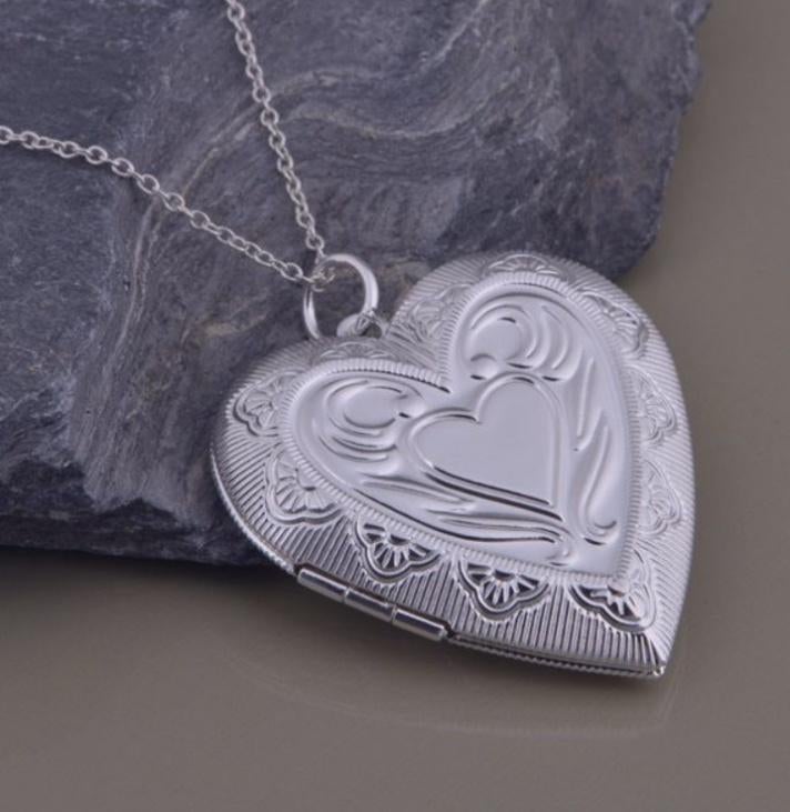 925 zilveren hart medaillon voor foto, Sieraden, Tassen en Uiterlijk, Kettinghangers, Nieuw, Ophalen of Verzenden, Hart, Zilver
