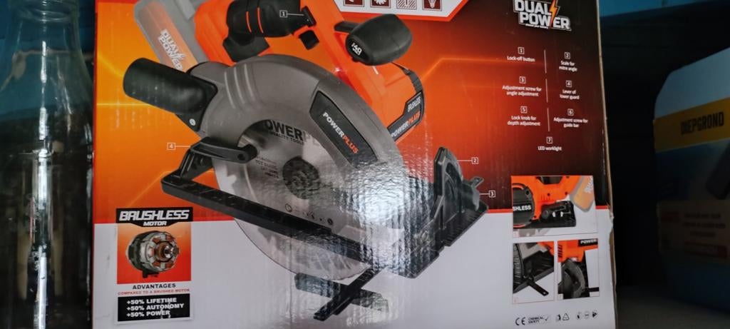 POWERPLUS DUAL POWER Cirkelzaag - Borstelloos, Ophalen of Verzenden