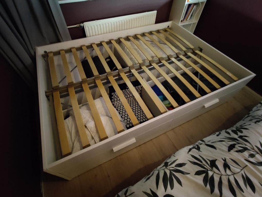 IKEA Brimnes bed 140x200 met opberglades, Huis en Inrichting, Slaapkamer | Bedden, Ophalen, Gebruikt, Wit, 140 cm