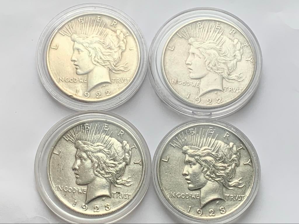 4 zilveren peace dollars, Postzegels en Munten, Munten | Amerika, Ophalen of Verzenden, Noord-Amerika
