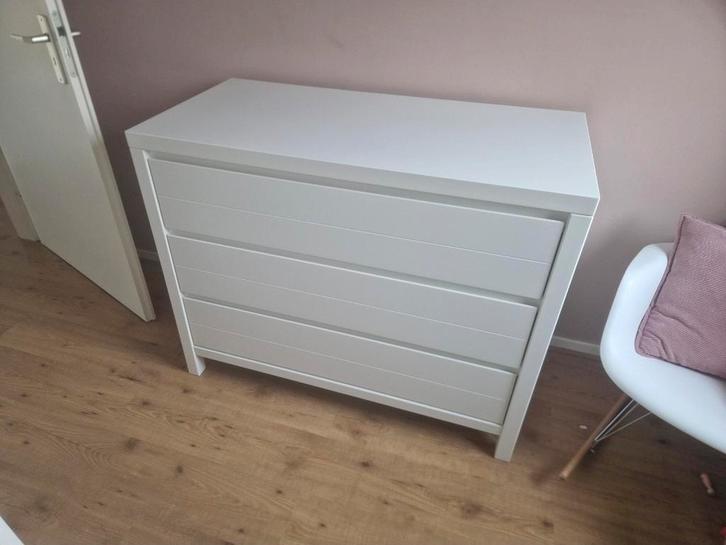 Witte Commode met 3 Lades, Kinderen en Baby's, Kinderkamer | Commodes en Kasten, Gebruikt, Commode, 90 tot 105 cm, 75 tot 100 cm