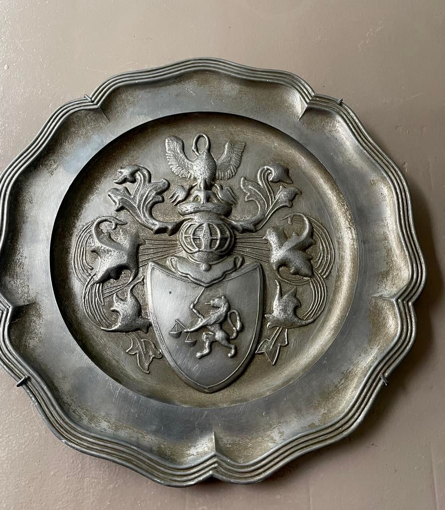 Antieke, 92% oude, massieve, sierlijke, handgesneden van tin, Antiek en Kunst, Ophalen of Verzenden