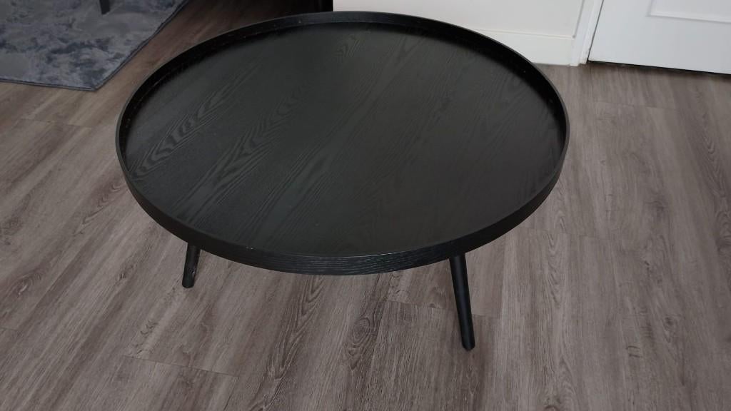 Woood tafel zwart, Huis en Inrichting, Tafels | Salontafels, Gebruikt, 50 tot 100 cm, Rond, Minder dan 50 cm
