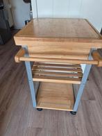 Keuken Trolley / Tafel op Wieltjes met Lade, Gebruikt, 50 tot 100 cm, Vierkant, 50 tot 100 cm