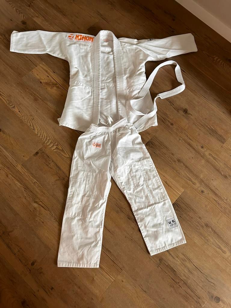 Judopak  wit 140 wafelkatoen stevig stoer en soepel, Sport en Fitness, Maat XS of kleiner, Ophalen, Zo goed als nieuw, Judo
