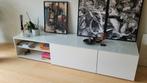 Design TV meubel wit met glasplaat, Ophalen, Kunststof, Gebruikt, 200 cm of meer