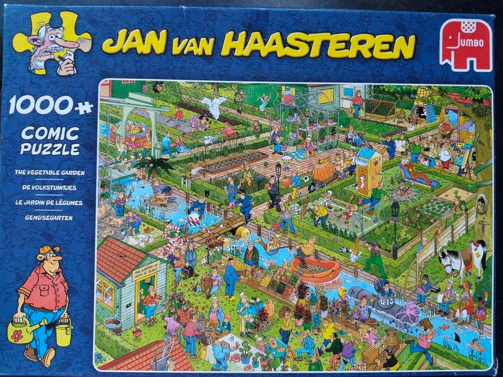 JvHaasteren puzzel De Volkstuintjes te koop, Hobby en Vrije tijd, Ophalen of Verzenden, 500 t/m 1500 stukjes, Zo goed als nieuw