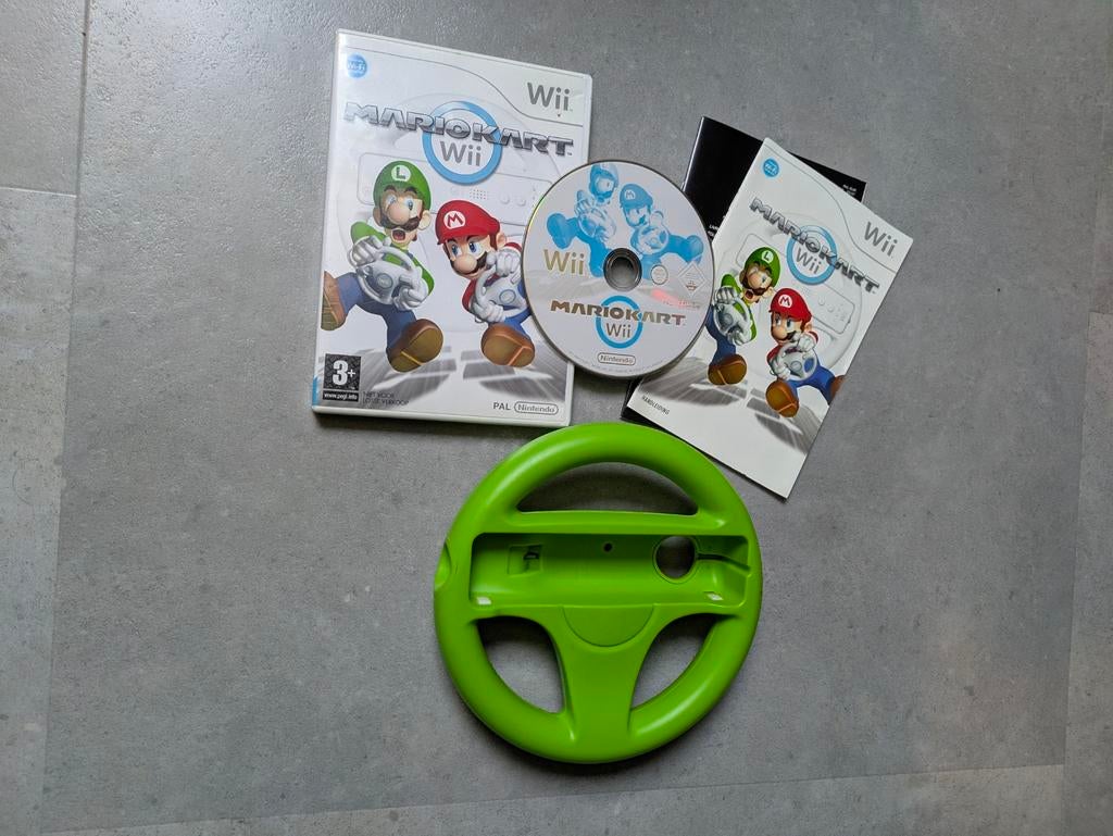 Mario Kart Wii met stuurtje, Spelcomputers en Games, Racen en Vliegen, Ophalen of Verzenden, Zo goed als nieuw, 3 spelers of meer
