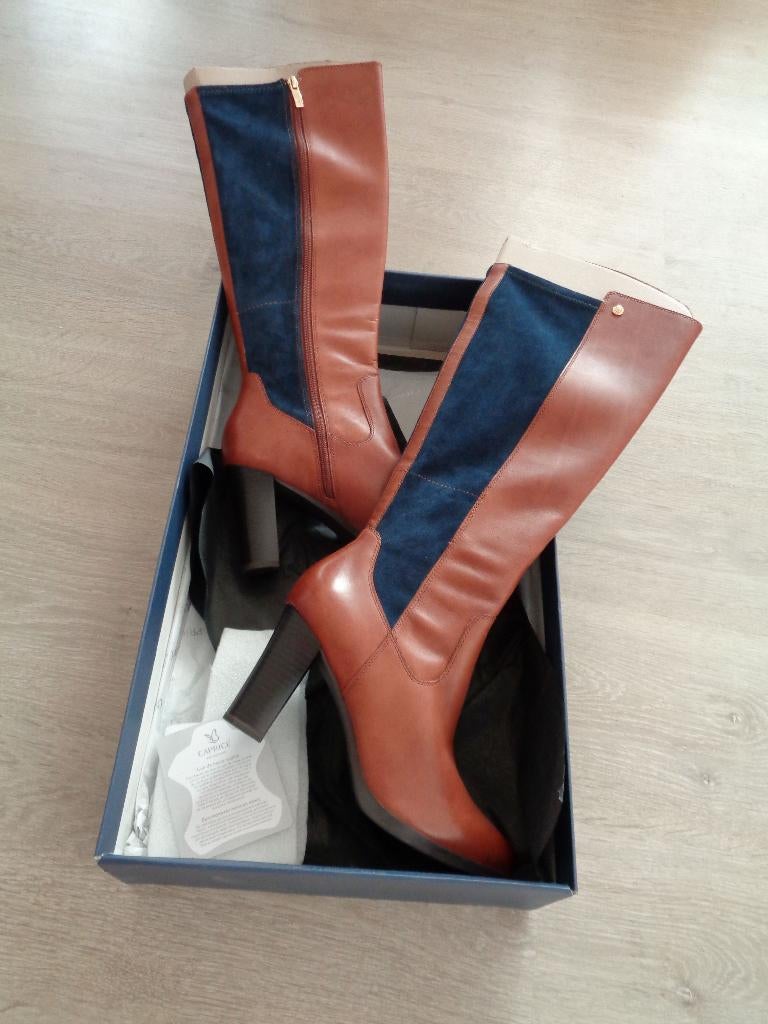 Caprice bruine hoge leren laarzen, maat 40,5 Nieuw/doos, Hoge laarzen, Bruin, Nieuw, Ophalen of Verzenden