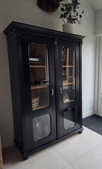Mooie zwarte vitrinekast van Loods 5, Huis en Inrichting, Kasten | Kledingkasten, Ophalen, 100 tot 150 cm, Glas, Landelijk