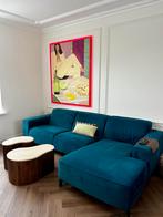 Bank Selini velvet blauw, Ophalen, Gebruikt, 150 tot 200 cm, Hoekbank