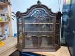 antiek unieke grote zware vitrine wandkast, Ophalen, Gebruikt, 25 tot 50 cm, Eikenhout