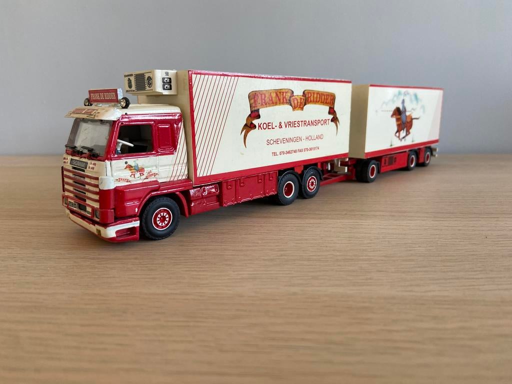 Tekno Scania 143M 420 Frank De Ridder Combi ( Wit stuur), Hobby en Vrije tijd, Modelauto's | 1:50, Ophalen, Nieuw, Bus of Vrachtwagen