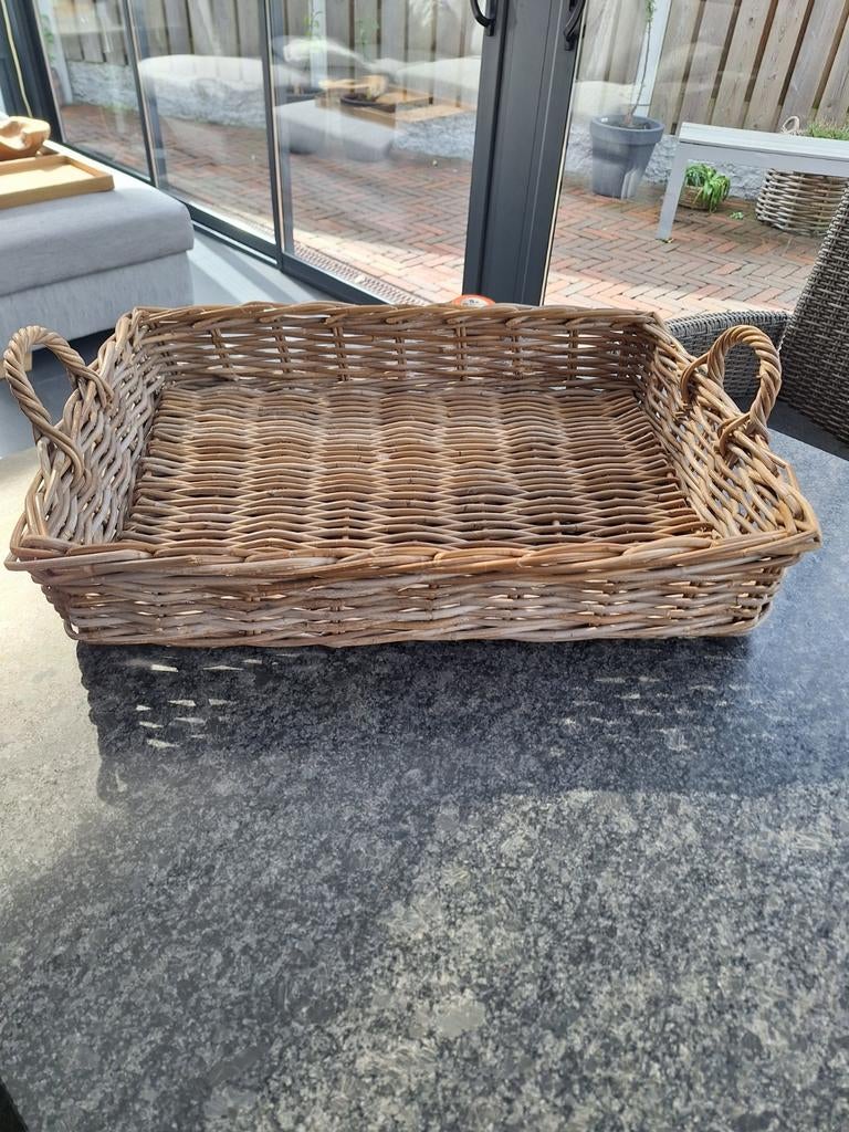 Rieten dienblad 50x70x10 cm - Zo goed als nieuw, Huis en Inrichting, Ophalen, Zo goed als nieuw, Rechthoekig, Overige materialen