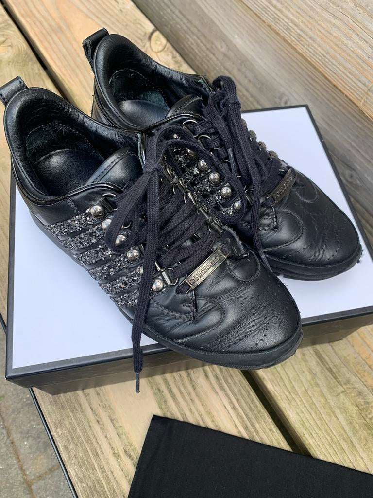 Dsquared2 Icon Sneakers Zwart Maat 38, Ophalen of Verzenden, Zo goed als nieuw, Zwart, Sneakers of Gympen