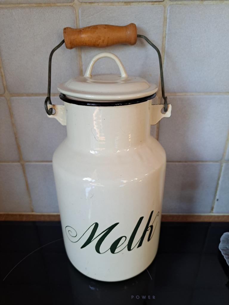 Vintage geëmailleerde melkbus - zeer goede staat, Ophalen of Verzenden