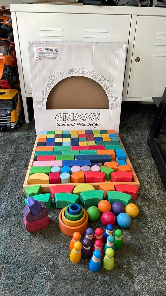 Grimms blokken ballen huisje poppetjes waldorf vrijeschool, Kinderen en Baby's, Speelgoed | Houten speelgoed, Ophalen of Verzenden