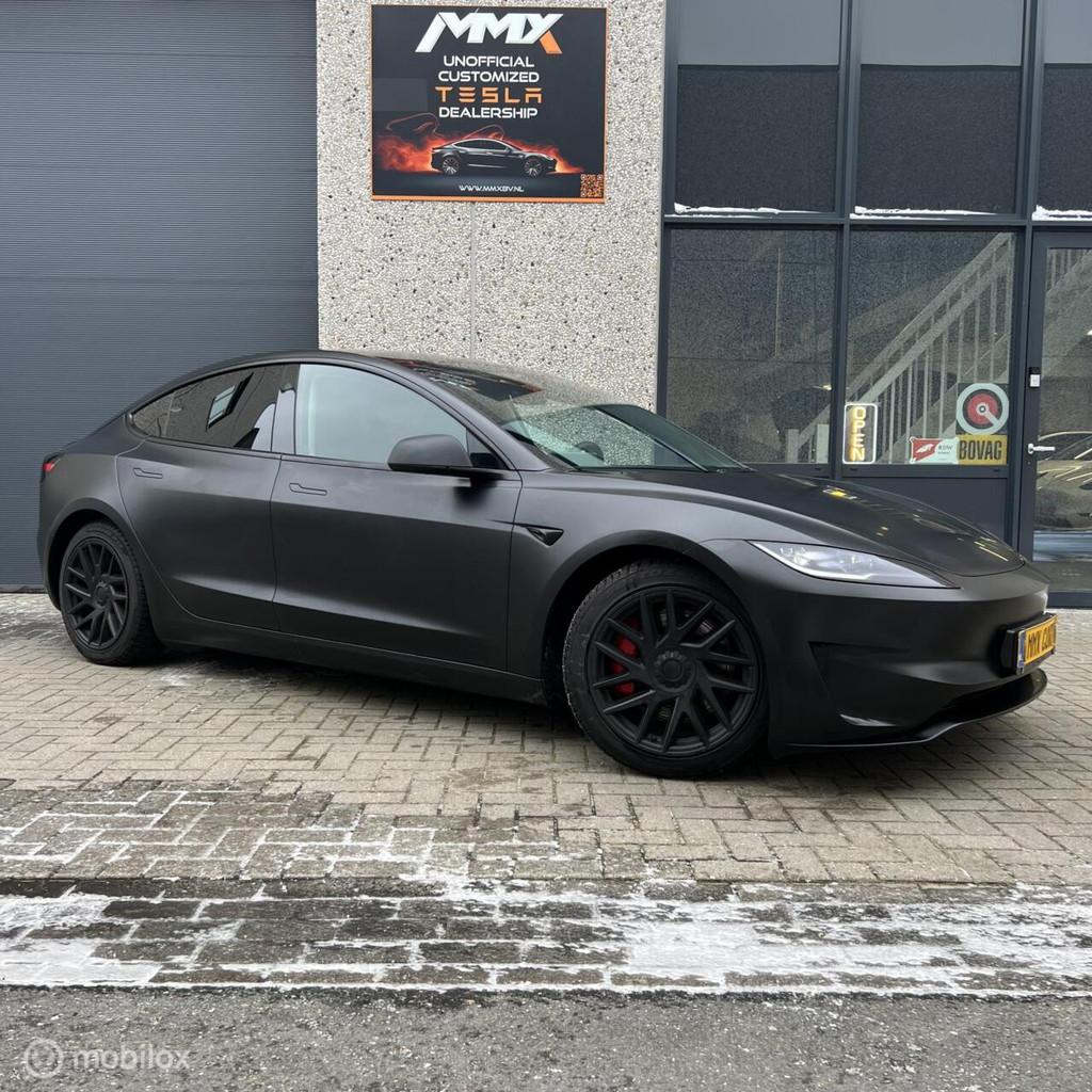 Tesla Model 3 Performance + PILLAR DELETE + TINTED RAMEN, Auto's, Automaat, Zwart, Leder, Vierwielaandrijving