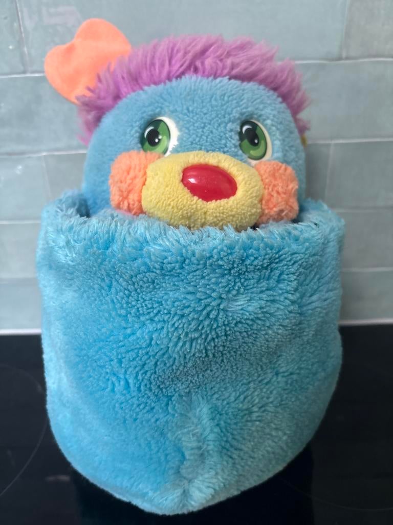 Vintage Popples Knuffel 1986 - Blauw met Roze Haar, Overige merken, Overige karakters, Overige typen, Blauw