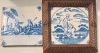 2 antieke tegels Delft Bijbelse Christelijke voorstellingen, Ophalen of Verzenden