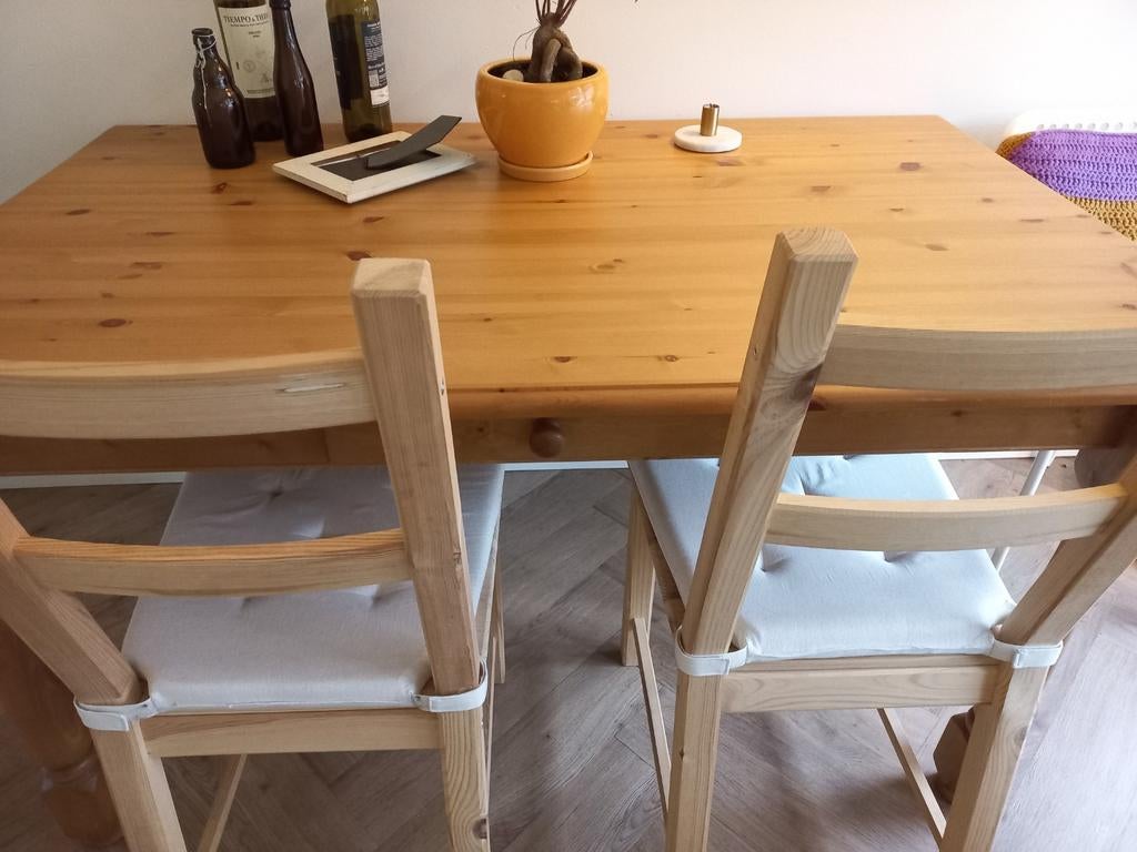 Houten eettafel, Huis en Inrichting, Tafels | Eettafels, Gebruikt, 50 tot 100 cm, 100 tot 150 cm, Rechthoekig, Ophalen