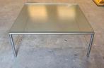 Martin Visser x 't Spectrum rvs salontafel met glazen blad, Ophalen, Gebruikt, 100 tot 150 cm, 50 tot 100 cm