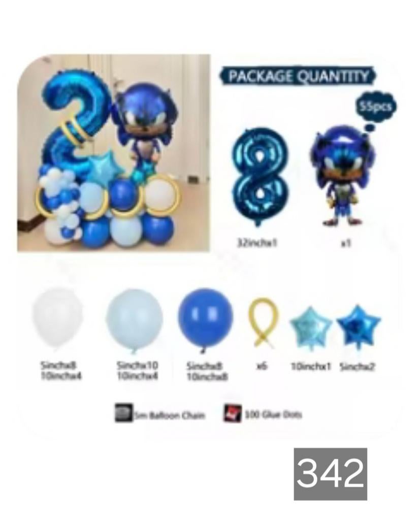 Sonic the Hedgehog Verjaardagsdecoratie Ballonnen Set, Ophalen, Nieuw, Versiering, Verjaardag