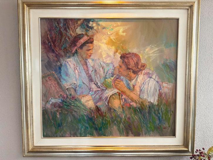 Groot origineel olieverfschilderij Paul Rouwette romantische, Antiek en Kunst, Kunst | Schilderijen | Klassiek, Ophalen