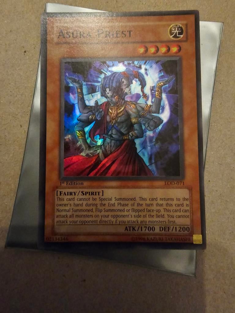 Yu-Gi-Oh! Asura Priest LOD-071 1st Edition, Ophalen of Verzenden, Zo goed als nieuw, Losse kaart, Foil