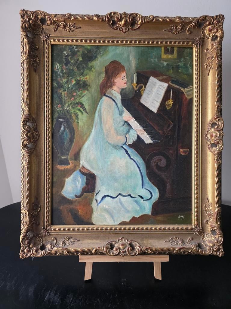 Schilderij “Vrouw aan de piano” geïnspireerd op Renoir – met, Ophalen of Verzenden