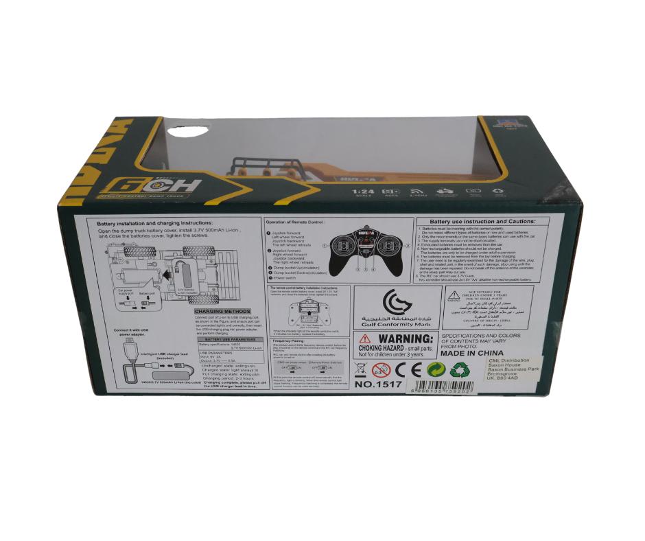 HUINA 2.4G 6CH RC DUMP TRUCK 1/24TH CY1517, Elektro, Auto offroad, Nieuw, Ophalen of Verzenden