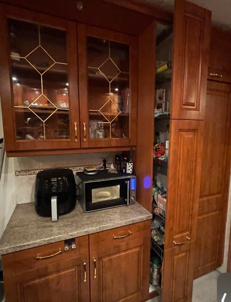 Complete keuken, Huis en Inrichting, Keuken | Complete keukens, Gebruikt, Enkelwandige keuken, Bruin, Graniet of Steen, Ophalen of Verzenden