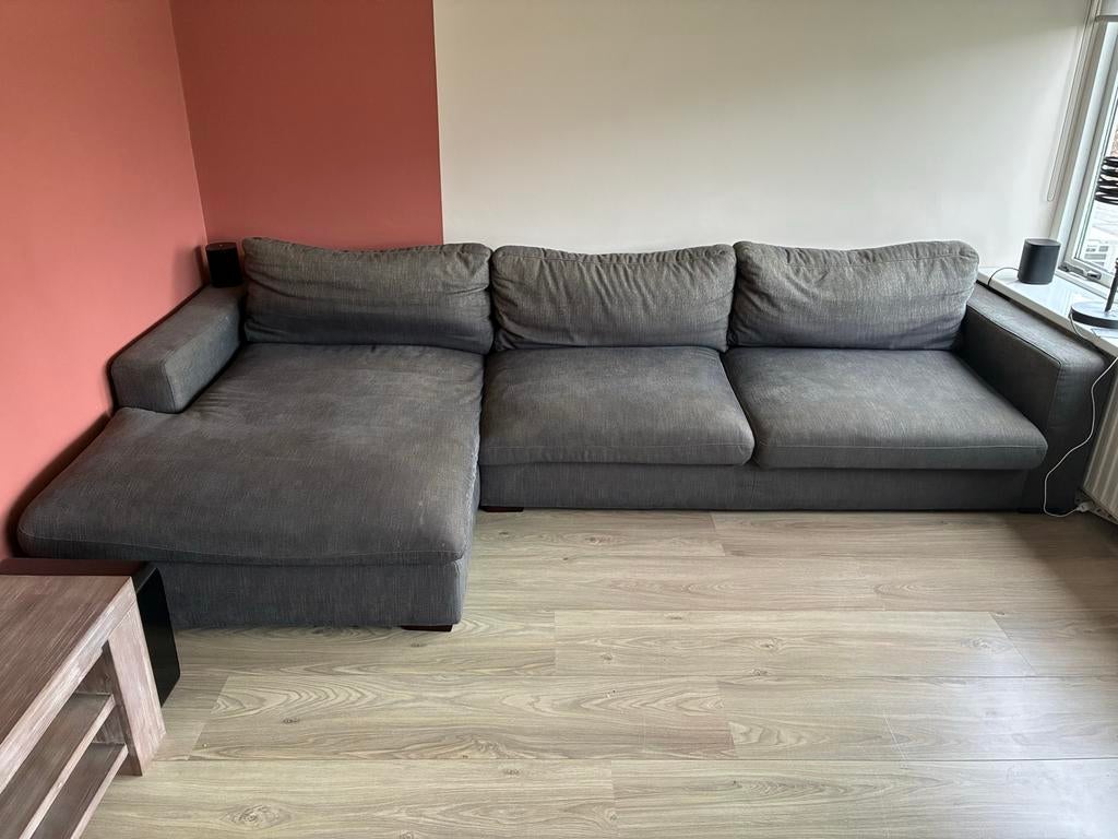 Grijze stoffen bank, Huis en Inrichting, Ophalen, 250 tot 300 cm, Gebruikt, 100 tot 125 cm