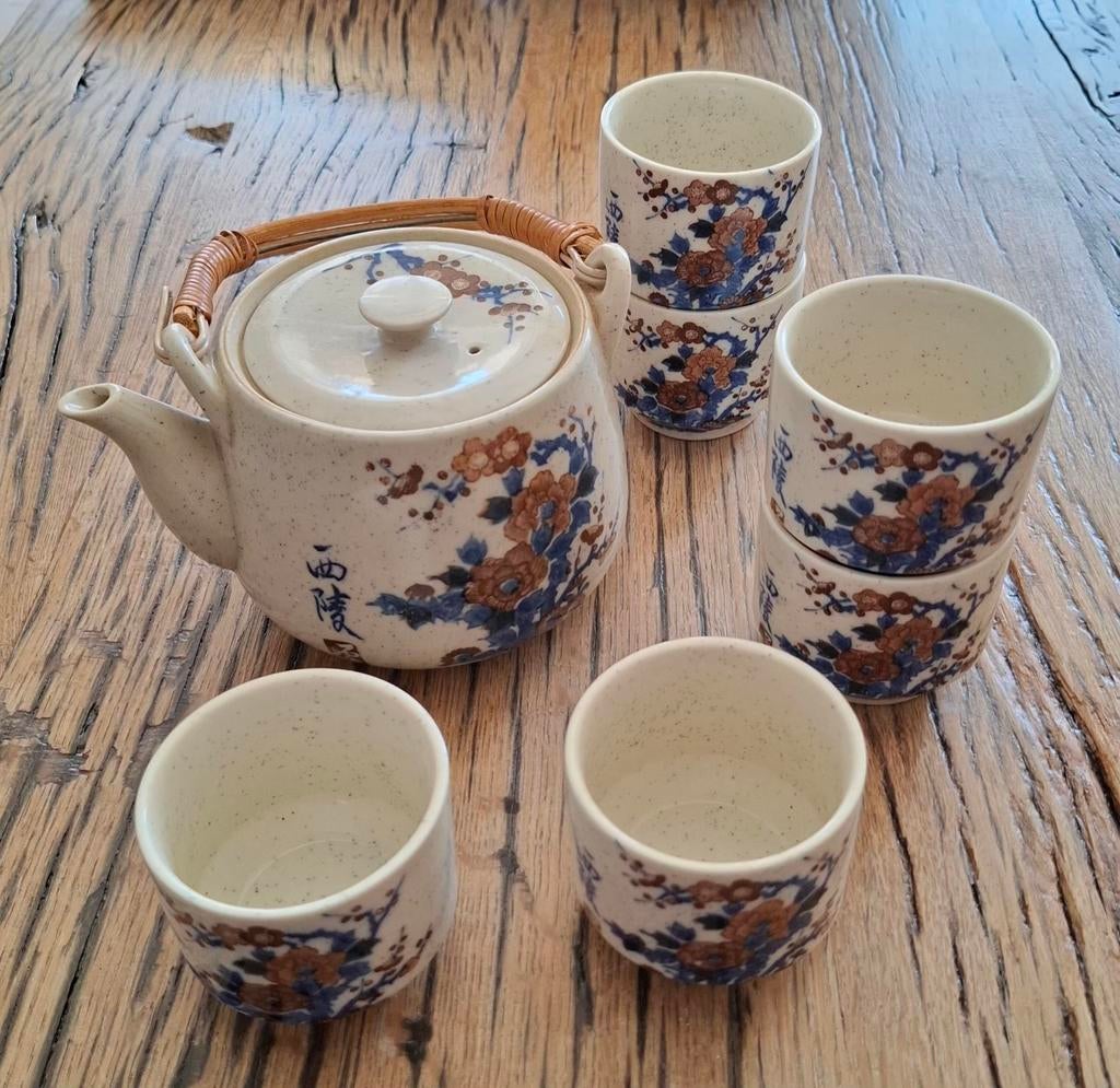 6 kopjes met theepot, Chinese kunst, Antiek en Kunst, Ophalen