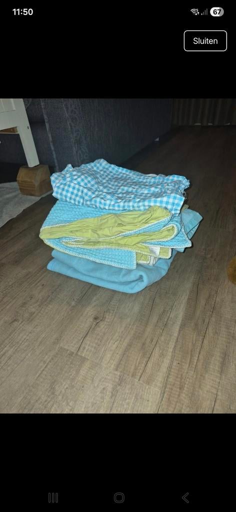Baby dekens en lakens + Koeka wafelkleed blauw/groen, Kinderen en Baby's, Ophalen of Verzenden, Gebruikt, Deken